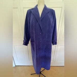 Vintage Vivid Blue Purple Long Suede Trench Coat Baron Peters